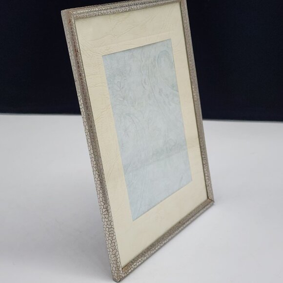 Vintage Antique Textured Silver Metal Picture Frame Embossed Leather Design - Picture 7 of 11